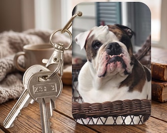 Personalized Pet Memorial Keychain, Dog Cat Photo Charm, Sympathy Loss Gift, Custom Keepsake for Pet Lovers