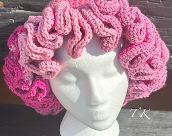 Pink me out Crochet Ruffle Hat