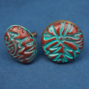 Bague ovale, collection Rebecca en pâte polymère, couleurs bronze et turquoise montée sur anneau couleur bronze image 4
