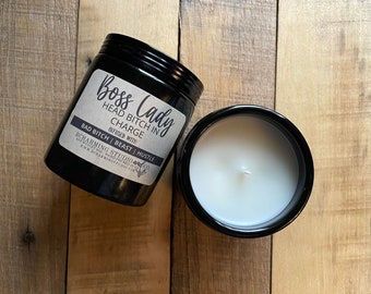 Boss Lady | Black Farmhouse Ceramic Jar Candles | Coconut Apricot Wax | Scented Candle | Hand Poured