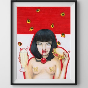 Mia Wallace/Pulp Fiction/Quentin Tarantino | Pop Art Druck | Film-Liebhaber-Geschenk