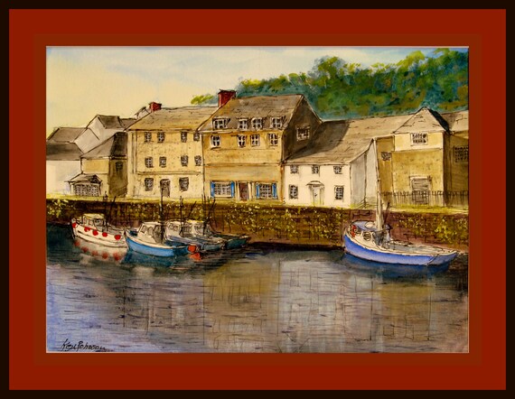 English Fishing Village Original Watercolor Painting Etsy