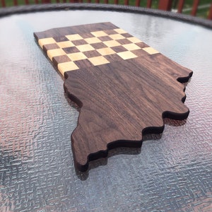 Handgemaakte snijplank met geblokte vlag, Indiana Charcuterie serveerplank, Racing Indy 500