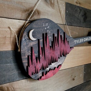 Handmade Tyler Childers Dimensional Wood Mandolin Sign, music in the mountains
