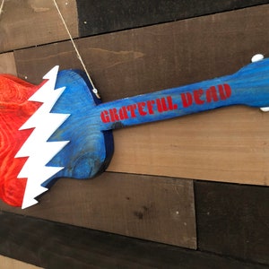 Grateful Dead Steal Your Face 3d Wood Guitar Sign, Handmade Grateful Dead Art, Reclaimed Wood