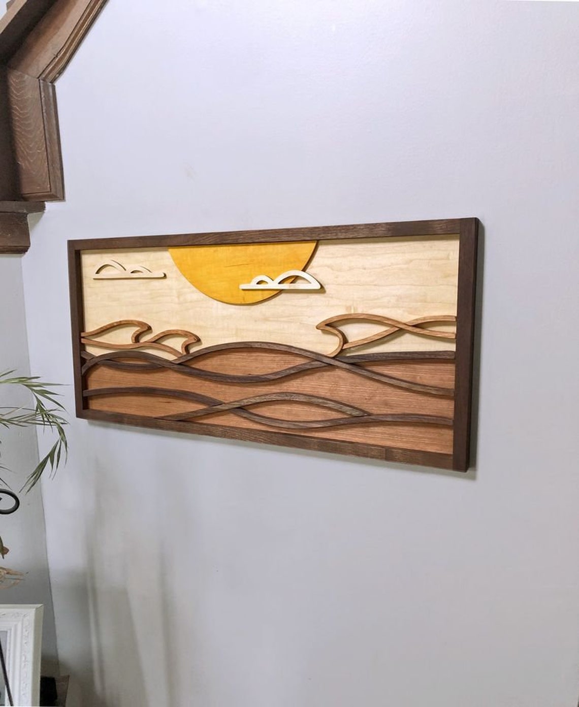 Handmade Wood Ocean Wall Art Home Decor Rustic Beach Scene Etsy