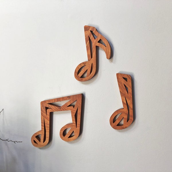 Handgemachte Geometrische Holz Musiknoten Wanddekoration - 3er-Set
