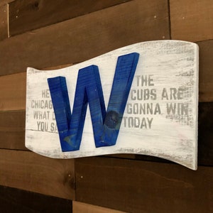 Handmade Wood Chicago Cubs “W” flag wall sign, Cubs Wall Art