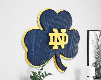 Letrero de madera de Notre Dame Fighting Irish, hecho a mano y dimensional