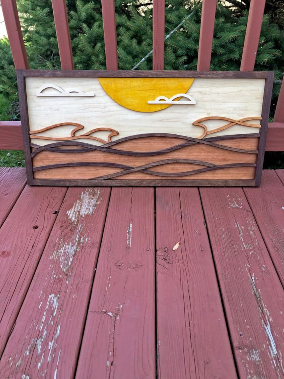 Handmade Wood Ocean Wall Art Home Decor Rustic Beach Scene Etsy