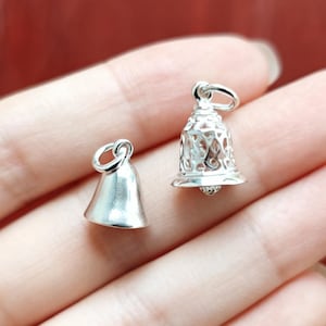 Sterling Silver Jingle Bell Charm 925 Silver Bell Pendant Bright Silver Small Craft Charms Pendants Bracelet Charms Anklet Charms Bulk Lot