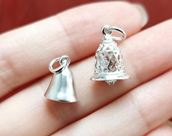 Sterling Silver Jingle Bell Charm 925 Silver Bell Pendant Bright Silver Small Craft Charms Pendants Bracelet Charms Anklet Charms Bulk Lot