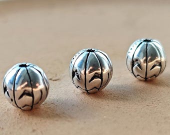 925 Sterling Silver Pumpkin Beads Bulk Lot Antique 925 Silver Round Pumpkin Spacer Bead 7mm Bracelet Beads Necklace Bead Jewelry Accessory