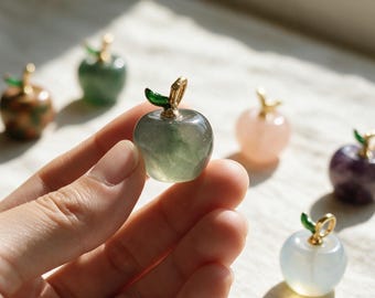 Natural Crystal Apple Charm Pendant Bulk Assorted Mini Gemstone Apple Charms Pendants Wholesale