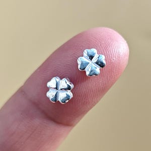 925 Sterling Silver Four Leaf Clover Bead Solid S925 Silver Clover Spacer Beads  Lucky Leaf Bracelet Necklace Bead Love Heart Beads y37