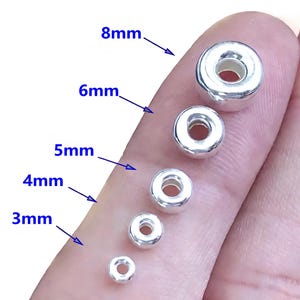 5/10Pcs Sterling Silver Rondelle Beads Bulk 3mm 4mm 5mm 6mm 925 Silver Donut Beads Large Hole Beads Lot Wholesale y7