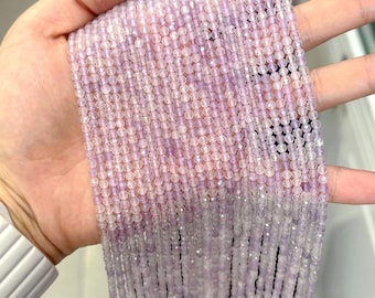 3mm Faceted Natural Violet Amethyst Beads Strand Diamond Cut Micro Gemstone Round Bead Bulk Lots Wholesale