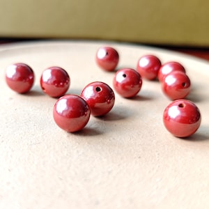 10 st naturliga cinnoberpärlor i bulk, högkvalitativa runda cinnoberdistanspärlor, 4 mm, 6 mm, 8 mm, 10 mm, 12 mm, pärlor i parti, grossistparti