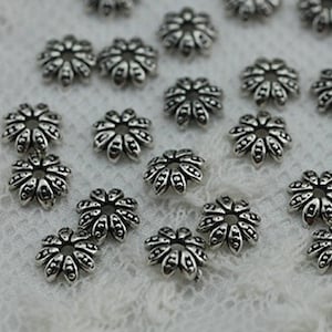 6mm Sterling Silver Beads Caps Antique Silver Flower Beads Caps for Jewelry Making