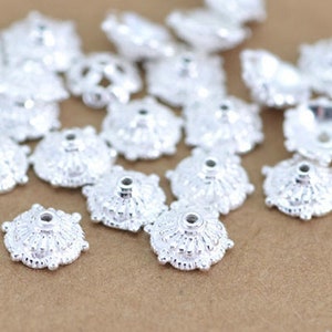 Sterling Silver Beads Caps Silver Flower Beads Caps Diameter 7mm for Jewelry Making