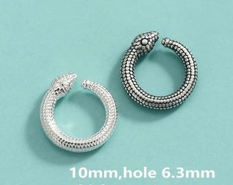 925 Sterling Silver Snake Open Ring Bead y381