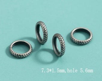 925 Sterling Silver Snake Large Hole Bead Sterling Thai Silver Closed Ring Circle Ring Connector Beads Bracelet Necklace Jewelry Making y96