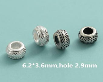 925 Sterling Silver Rondelle Beads Solid S925 Thai Silver Abacus Spacer Beads Bracelet Necklace Donut Beads Jewelry Findings Bulk Lot y368