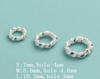 925 Sterling Silver Twisted Ring Sterling Silver Twisted Closed Ring Circle Ring Connector Beads For Bracelet Necklace Jewelry Making y67