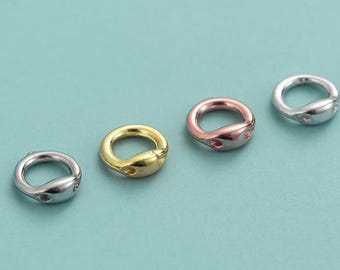 925 Sterling Silver End Ring Connector Beads Solid S925 Silver Bracelet Necklace End Closed Ring Bead Jewelry Findings y369