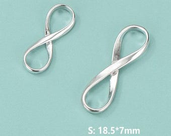 Sterling Silver Infinity Link 925 Silver Infinity Connector Charm Bracelet Clasp Jewelry Supply y271