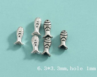 925 Sterling Silber Fisch Perle Solid S925 Silber Mini Fisch Rohr Spacer Perlen für Armband Halskette Ohrringe Schmuck machen Großverkauf y55