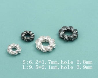 925 Sterling Silver Twisted Closed Ring Sterling Silver Twisted Ring Circle Ring Connector Bead For Bracelet Necklace Jewelry Making y63