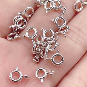 5/10/20Pcs 925 Sterling Silver Spring Ring Clasps 925 Silver Spring Ring Clasp With Open Ring / Closed Ring 5mm 6mm 7mm 8mm Bulk y343