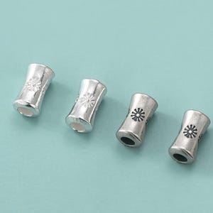 Sterling Silver Bamboo Tube Bead 925 Silver Tube Bead Silver Barrel Beads Bracelet Spacer Bead Necklace Beads For Jewelry Making y194