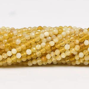 Micro cuentas de ópalo amarillo natural facetadas de 2 mm, 3 mm y 4 mm, pequeñas cuentas redondas de cristal sueltas, hebra completa de 15 pulgadas, lote a granel al por mayor.