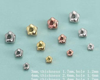 925 Sterling Silber Unregelmäßige Spacer Beads Solid S925 Silber vergoldet winzige Spacer Bead 3 4 5 mm Armband-Halskette Perlen Groß-Großhandel y38