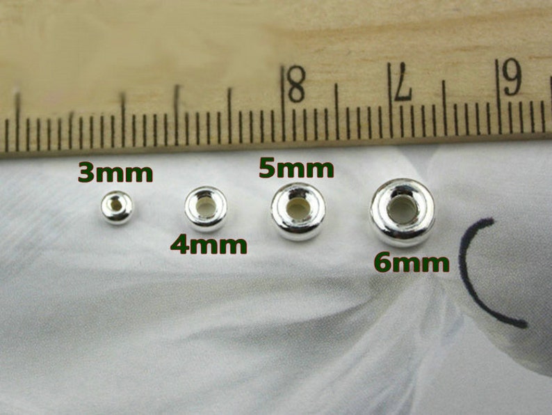 20x Sterling Silver Plain Seamless Rondelle Spacer Beads - 3.7mm, .925 Solid Silver, Jewelry Making