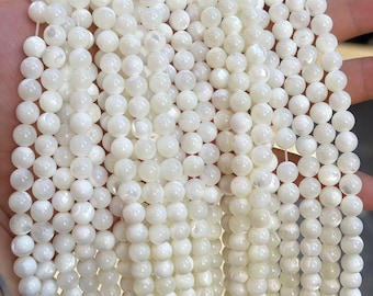 Creamy Natural Trochid Shell Beads Smooth Round Ball Beads 3mm 4mm 5mm 6mm 8mm 10mm 12mm Beads Bulk Lot Wholesale