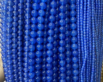 Natural Blue Agate Beads Strand Round Crystal Loose Bead 4mm 6mm 8mm 10mm 12mm Bulk Lots Wholesale
