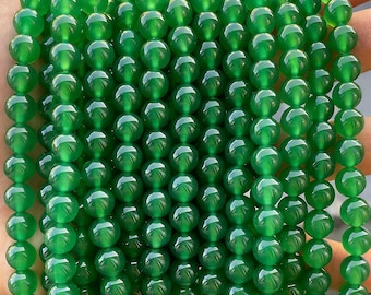 Natural Green Agate Beads 4mm-12mm Round Crystal Loose Bead Wholesale