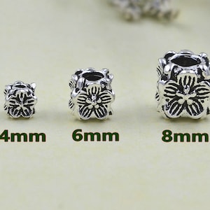 4mm/6mm/8mm Cube Sterling Silver Spacer Kralen 925 Sterling Silver Flower Kralen voor sieraden maken