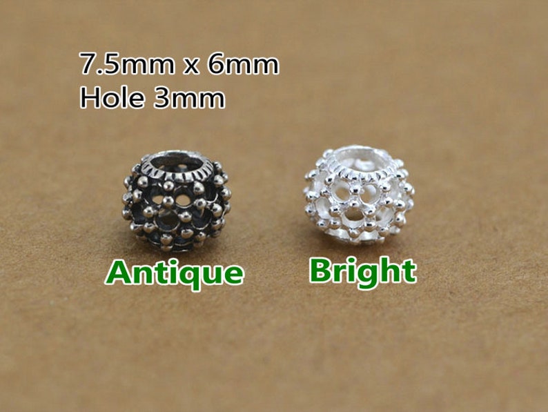 925 Sterling Silver Hollowed Beads Flat Bali Antique or Bright 925 Sterling Silver Knot Spacer Beads for Bracelet Jewelry Making