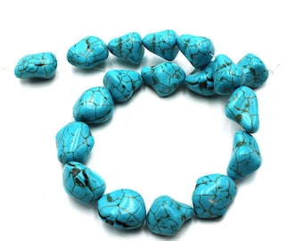 Raw Blue Turquoise Beads Large Turquoise Loose Bead Strand Jewelry Making Necklace Bracelet Beads Bulk Lot Wholesale