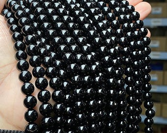Natural Black Agate Beads Strand Round Crystal Loose Bead 4mm 6mm 8mm 10mm 12mm 14mm 16mm Bulk Lots Wholesale