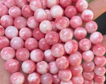 Pink Persian Jade Beads Smooth Round Ball Beads 4mm 6mm 8mm 10mm 12mm Beads Bulk Lot Wholesale