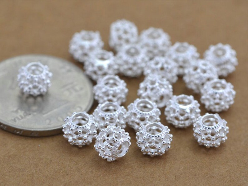925 Sterling Silver Hollowed Beads Flat Bali Antique or Bright 925 Sterling Silver Knot Spacer Beads for Bracelet Jewelry Making
