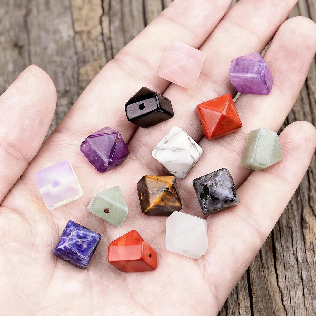 10mm Mini Crystal Pyramid Beads Drilled Assorted Gemstone Pyramid ...