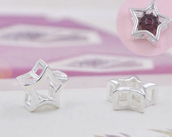 Silver Star Spacer Beads 925 Sterling Silver 8mm Beads for Jewelry Making