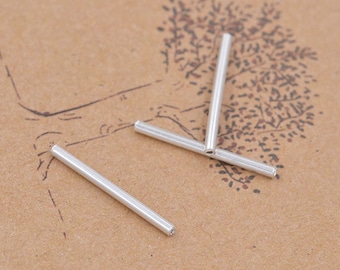Rörpärlor i sterlingsilver 925 silver 20 stycken, stångpärla 1,5 mm tjock, 0,7 mm hål för smycken, armbandstillverkning, hänge