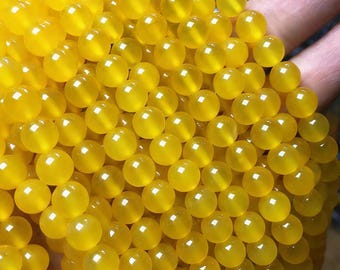 Natural Yellow Agate Beads Strand Round Crystal Loose Bead 4mm 6mm 8mm 10mm 12mm 14mm Bulk Lots Wholesale